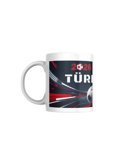 2026 Türkiye Futbol Temalı Kupa Beyaz - Desenli