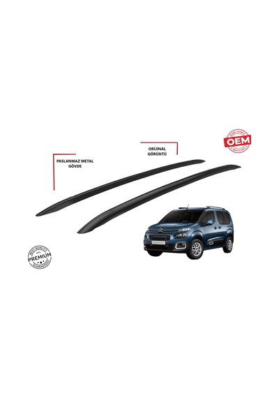 Berlingo Kısa Şase Yapışık Port Bagaj Tavan Çıtası Siyah 2019 2020 2021 2022 2023 2024 2025 2026 2027