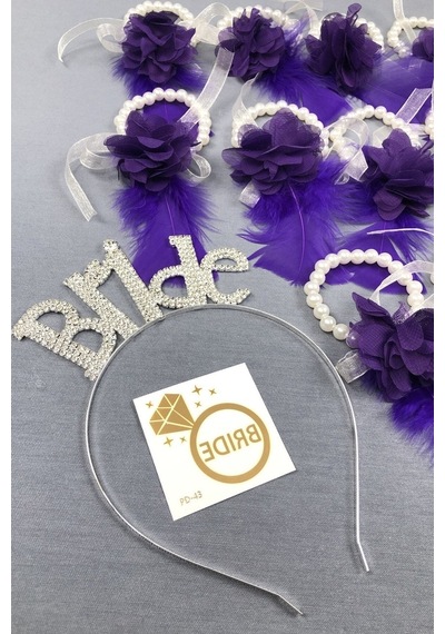 FdayAksesuar Mor Lazer Çiçekli Bileklik Ve Bride Taç Seti FRDY30239