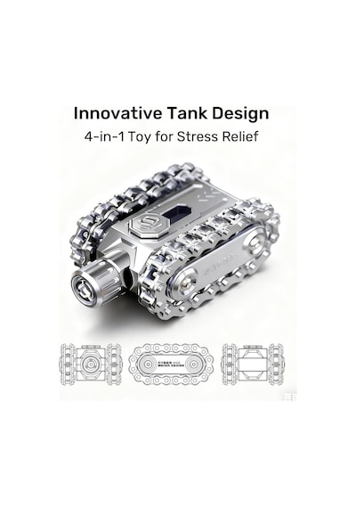 Edc Yeni Nesil Stres Çarkı: Zincir Mekanizmalı Tank Fidget Silver