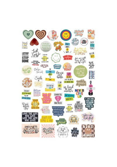 64 Adet Good Vibes-motto Motivasyon Sticker Seti - Etiket Seti Scrapbook Bullet Journal Çok Renkli