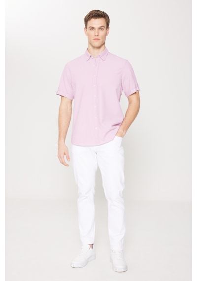 AC&Co / Altınyıldız Classics Erkek Lıla Slim Fit Dar Kesim Gizli Düğme Yaka Kısa Kollu Gömlek Lila AC&Co / Altınyıldız Classics Erkek Lıla Slim Fit Dar Kesim Gizli Düğme Yaka Kısa Kollu Gömlek Lila