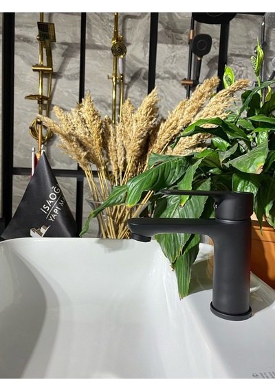 İsaoğlu Yapı Mat Siyah Dolce Design Lavabo Bataryası Siyah Lavabo Bataryası Siyah Lavabo Musluğu Siyah