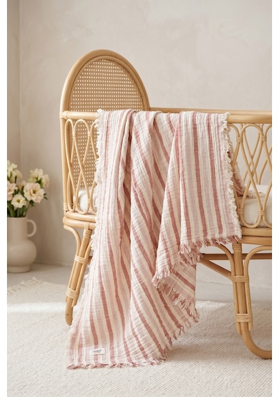 Çift Katlı Müslin Bebek Pike Örtü Yenidoğan Battaniyesi 85x95 Cm Bebek Pikesi Puset Örtüsü Kiremit