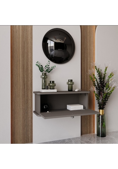 Melura Home Lunaris Dresuar %100 Mdf Kapaklı Duvara Monte Gri