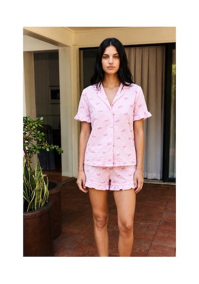 Fit Women Kadın Esnek Şortlu Bol Pembe Pijama Takımı
