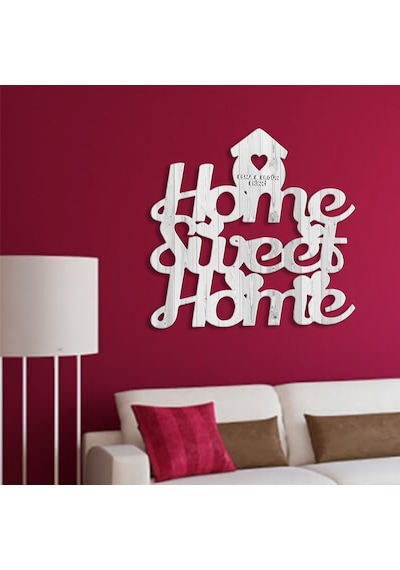 Kişiye Özel Home Sweet Home Beyaz Renk Dokulu Ahşap Duvar Yazısı - 2
