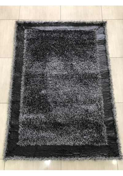 Saray Halı Simli Deri 125X180 Gri Siyah Derili Simli Halı !