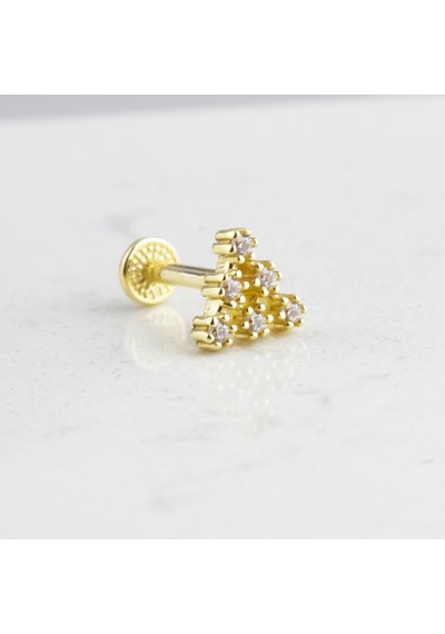 Glorria Altın Piramit Tragus Piercing Çok Renkli