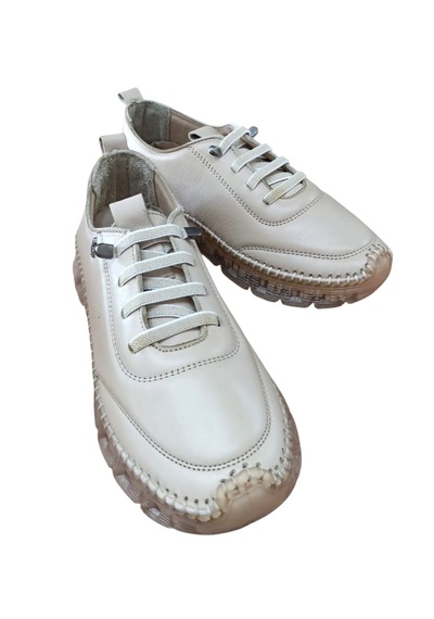 Palovit 2007 Kadın Hakiki Deri Silikon Taban Günlük Comfort Ayakkabı Bej