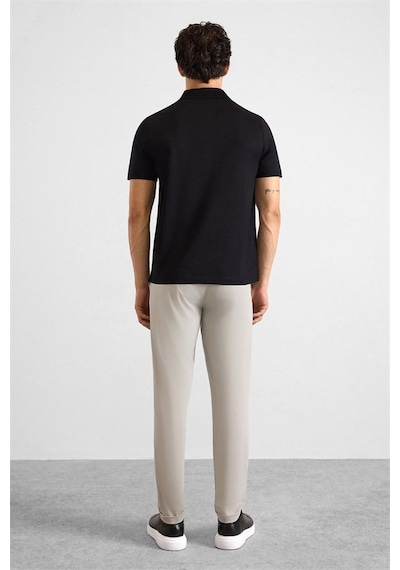 Süvari Siyah Regular Düz Baskısız Düz Fermuarlı Polo Yaka Tişört Ts1014000442-s09