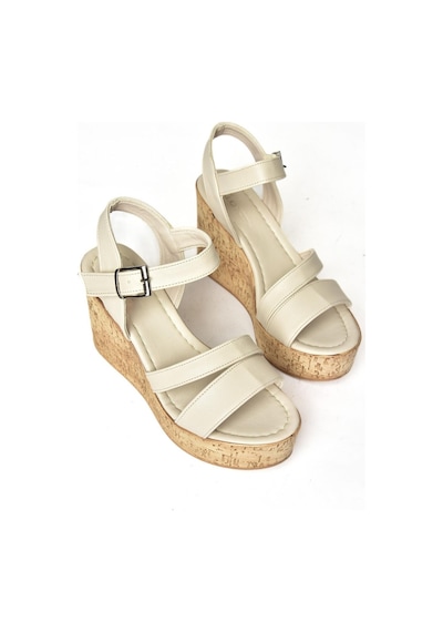 Fox Shoes S996061209 Bej Dolgu Topuklu Kadın Ayakkabı Bej