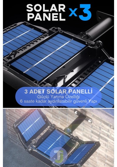 Technojet 384 Ledli Solar Güneş Enerjili Kumandalı Hareket Sensörlü Bahçe Aydınlatma Sokak Lambası Beyaz