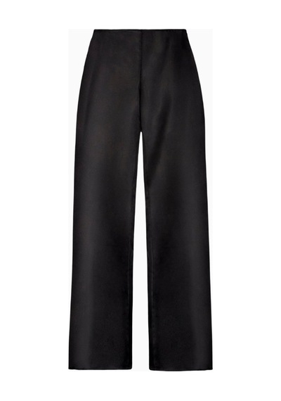 Because Of Alice Formal Satin Straight Leg Trousers Saten Düz Paça Kadın Pantolon Siyah
