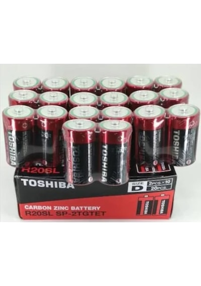 Toshiba R20Sl Çinko Karbon Büyük Boy D Pil 20'li