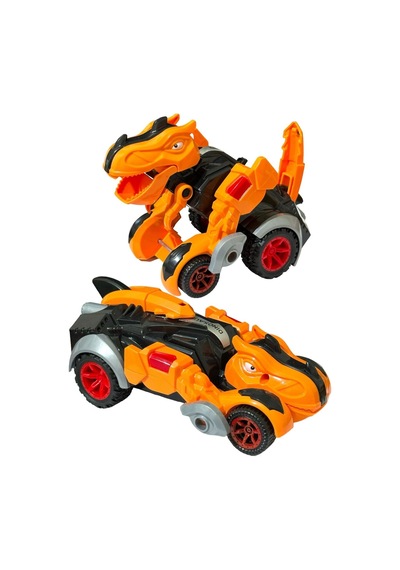 Trex Dinazor Figür Araba Sürtmeli Teker Transformers Robot Dinozor 15cm Turuncu Turuncu