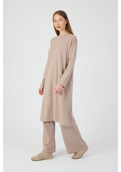 Butikgiz Kadın Tesettür Tunik Pantolon Rahat %100 Pamuklu 2'li Alt Üst Takım Bej Butikgiz Kadın Tesettür Tunik Pantolon Rahat %100 Pamuklu 2'li Alt Üst Takım Bej