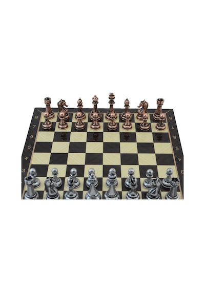 Metal Klasik Satranç Takımı Antik Ve Ceviz Desenli Mdf Ahşap Sat
