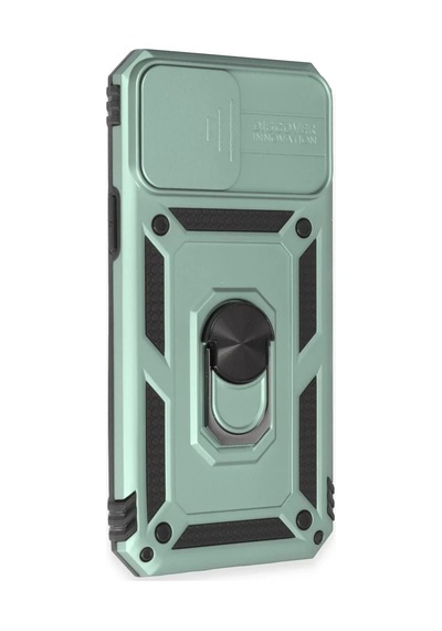 Apple iPhone Uyumlu  12 Pro Max Uyumlu Kılıf Pars Lens Yüzüklü Silikon - Yeşil