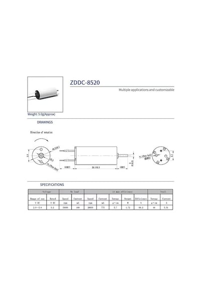8520 Coreless Dc Motor 3.7v Yüksek Devir Mikro Fırçalı Motor Mini Drone Oyuncak Robot Motoru