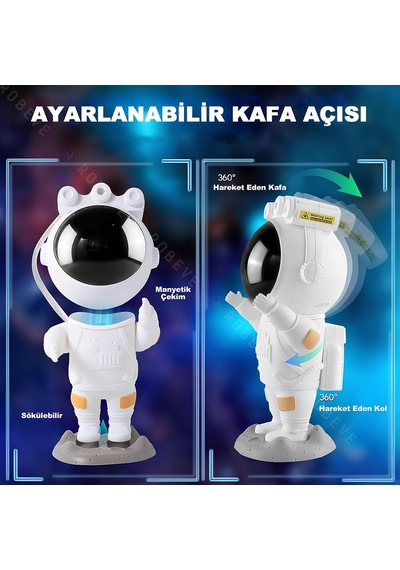 Castu Msz-003 Astronot Gece Lambası Astronot Projektör Gece Lambası Uzaktan Kumandalı Çok Renkli Nebula Gece Lambası Yıldızlı Gece Lambası Zamanlayıcılı Gece Projektörü Diğer