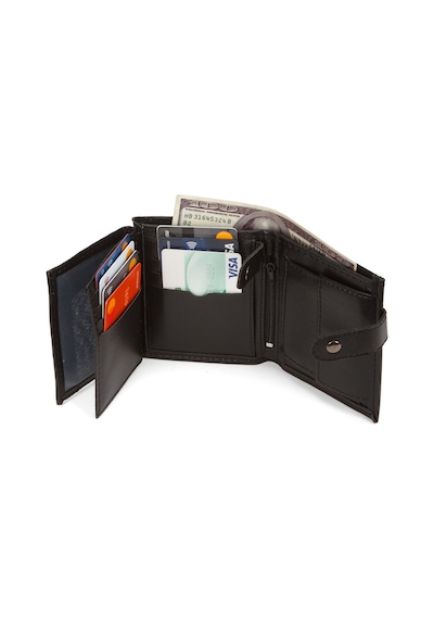 Newish Polo Erkek Deri Bozuk Para Hazneli Kartlık Cüzdan 10x12cm New179 Siyah