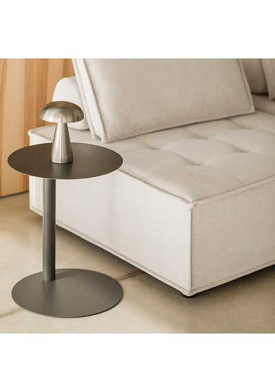 Paledin Design Magna Yan Sehpa Modern Yuvarlak Çelik Koltuk Yanı Sehpası Granit Grisi 40x40x50 Cm Antrasit