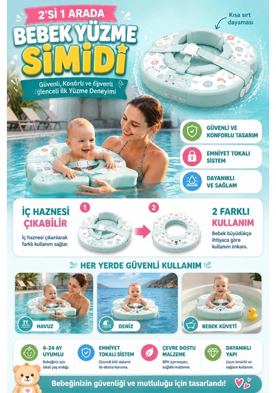 Bebek Simidi Sökülebilir Oturaklı & Fonksiyonel Dinozor Temalı 2 İn1 Büyüyen-deniz Simidi Ld003