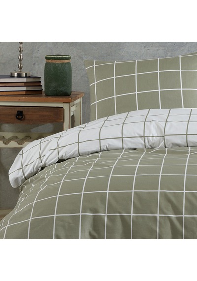 %100 Pamuklu Tek Kişilik Nevresim Takımı 160x220 2 Yastık Kılıflı Lastikli Çarşaflı 120x200+30 Zeytin Yeşili