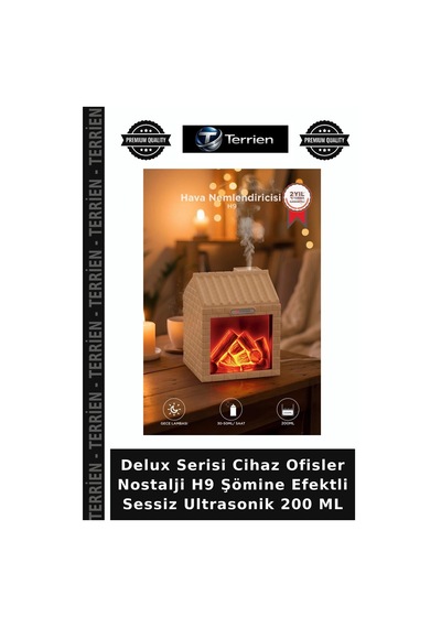 Delux Serisi Cihaz Ofisler Nostalji H9 Şömine Efektli Sessiz Ultrasonik 200 Ml