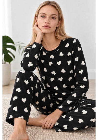 Kadın Desenli İkili Çok Renkli Rahat Pijama Takımı 4826