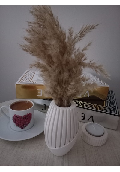 Beyaz İskandinav Pampas Vazo