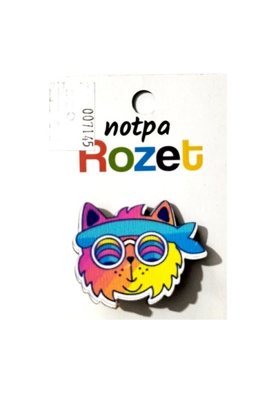 Notpa Rozet Ahşap Gözlüklü Kedi - 3 Adet