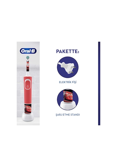 Oral-B D100 Vitality Cars Özel Seri Çocuklar İçin Şarj Edilebilir Diş Fırçası