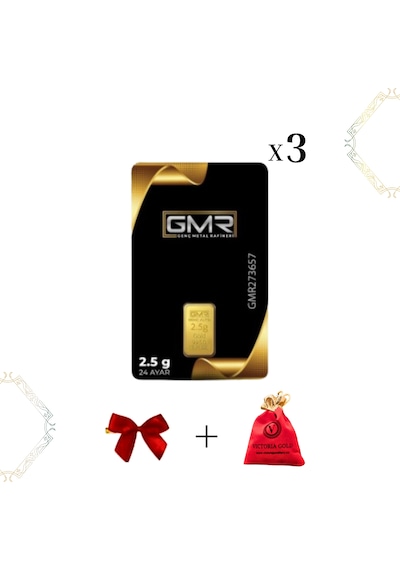 3 Adet 2,5 Gr 24 Ayar  Altın Gmr
