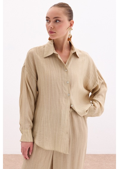 Sateen Salaş Gömlek - Haki-136110 Haki
