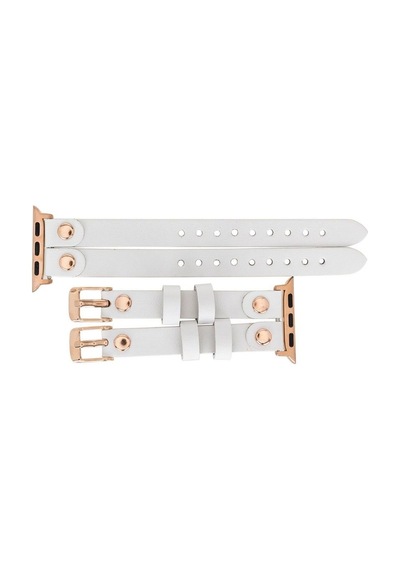Apple Watch Uyumlu Deri Kordon Ely Double Tour F3 Beyaz