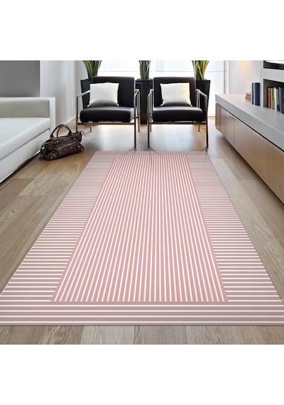 Dijital Kaymaz Yıkanabilir Banyo Mutfak Salon Paspas Halısı Trend Al4023 Pembe