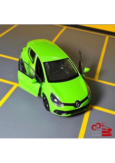 Renault Clio Rs 1/36 Ölçek Çek Bırak Diecast Yeşil Metal Model Araba Oyuncak