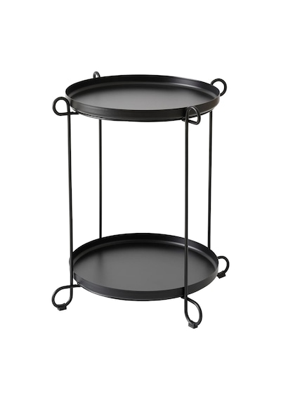 2 Katlı Tepsili Sehpa Meridyendukkan 50x54 Cm Siyah Renk Metal