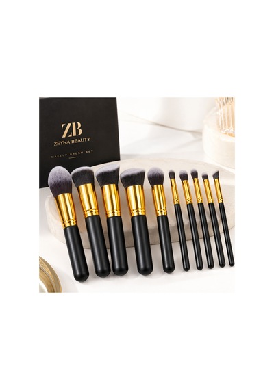 10 Parça Makyaj Fırça Seti- Siyah/gold 10 Pcs Make Up Brush Set Black/gold - 62163784