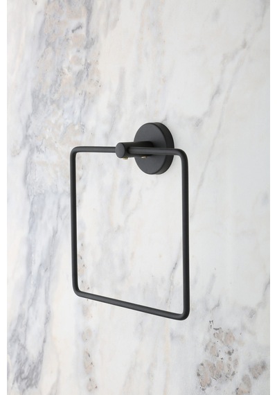 Sas Haus Siyah Kare Havluluk – Yapışkanlı & Vidalı Montaj, Dayanıklı Metal Havlu Askısı 20x15 cm - (S-130)