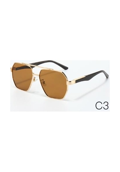 Unisex Metal Çerçeveli Uv400 Korumalı Güneş Gözlüğü Es221 Kahverengi - 712254487 Altın
