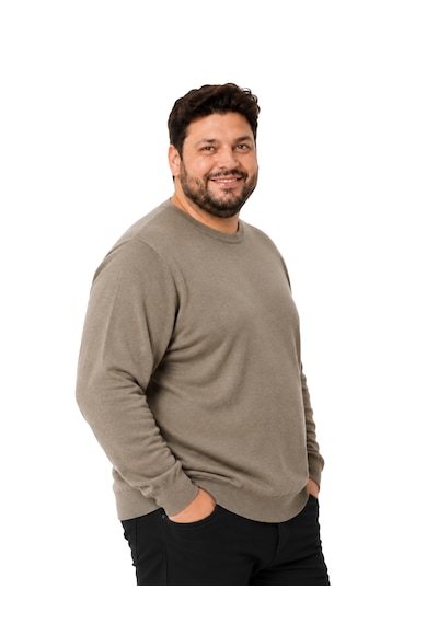 Battalmoda Erkek Büyük Beden Vizon Bisiklet Yaka Pamuklu Kazak 3xl-4xl-5xl-6xl