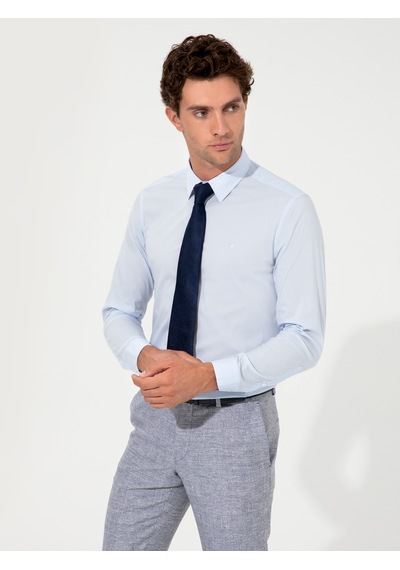 Cacharel Açık Mavi Slim Fit Uzun Kollu Gömlek Denım