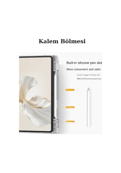 Honor Pad 9 12.1 İnç 2024 Uyumlu Manyetik Akıllı Kalem Bölmeli Tablet Kılıfı Kapaklı Kılıf