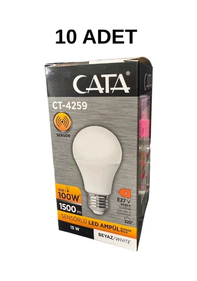Cata Ct-4259 Sensörlü Led Ampul 15w Beyaz Işık- 10 Lu Paket