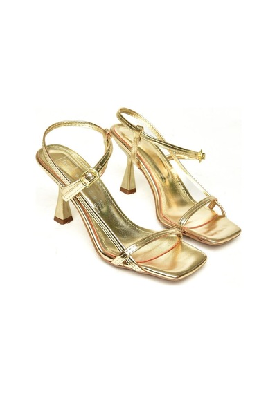Fox Shoes Altın İnce Bantlı Kadın Topuklu Ayakkabı P518870309 Altın