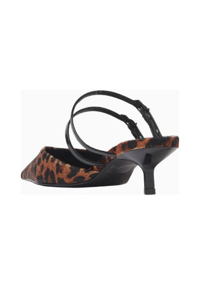 Schutz Fresh Boho 53mm Topuklu Leopar Desenli Deri Mules, Şık Ve Cesur Tasarım Kahverengi