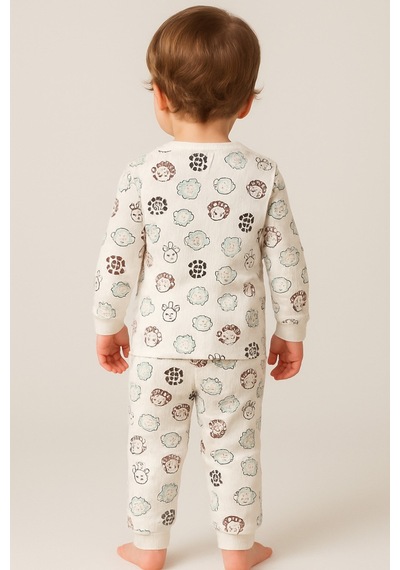 Aden Kids Pamuk Çocuk Alt Üst Pijama Takımı - Soluk Sarı